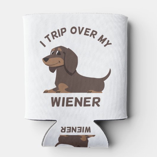 Funny Dachshund - ik heb mijn Wiener overvallen -  Blikjeskoeler (Achterkant)