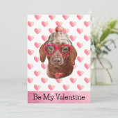 Funny Dachshund, ik wil jullie Valentijnsdag geven Feestdagenkaart (Staand voorkant)