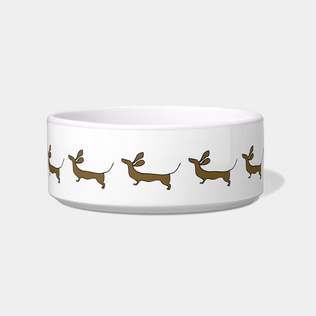 Funny dachshund illustration pet bowl voerbakje (Voorkant)