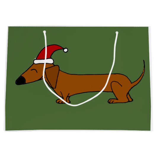 Funny Dachshund in Santa Hat-kerstcadeau Large Cadeautasje (Voorkant)