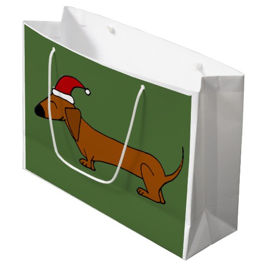 Funny Dachshund in Santa Hat-kerstcadeau Large Cadeautasje (Voorkant Gekanteld)