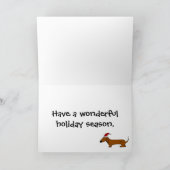 Funny Dachshund in Santa Hat-kerstCartoon Feestdagen Kaart (Binnen)