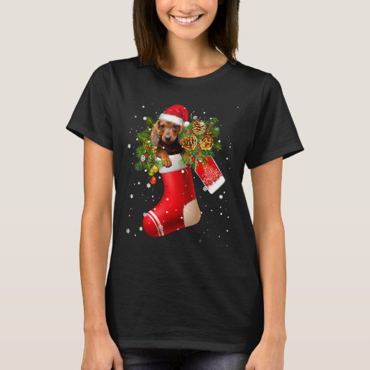 Funny Dachshund in Sock-kerstkerstkerstkerstkerstk T-shirt (Voorkant)