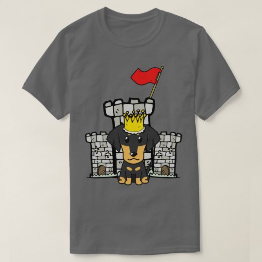 Funny Dachshund is de koning van het kasteel T-shirt (Design voorkant)