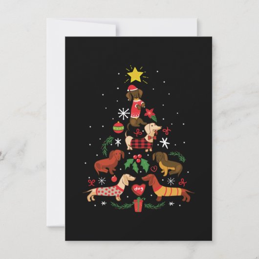 Funny Dachshund-kerstboom Bedankkaart (Voorkant)