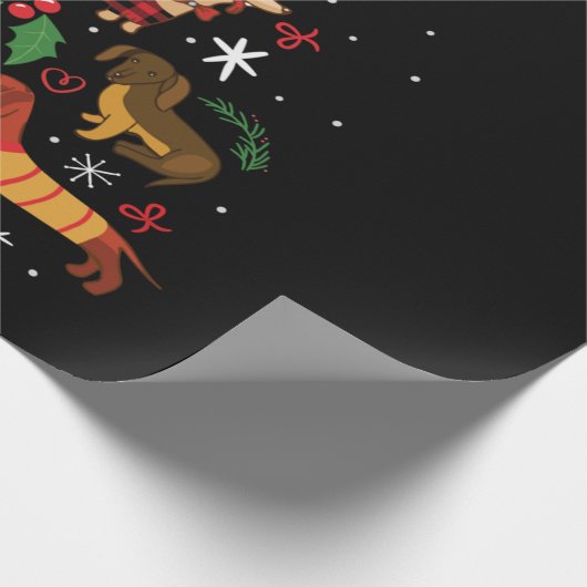 Funny Dachshund-kerstboom Cadeaupapier (Hoek)