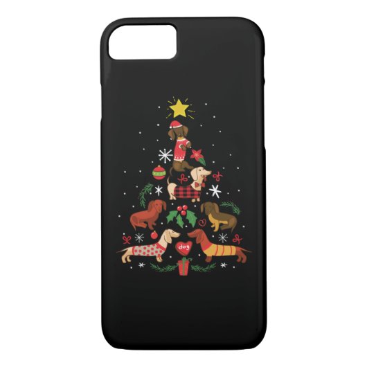 Funny Dachshund-kerstboom Case-Mate iPhone Case (Achterkant)