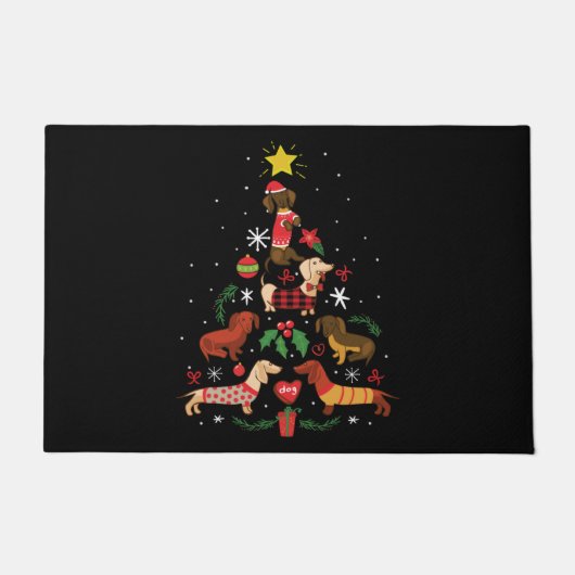 Funny Dachshund-kerstboom Deurmat (Voorkant)