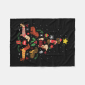Funny Dachshund-kerstboom Fleece Deken (Voorkant (Horizontaal))