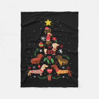 Funny Dachshund-kerstboom Fleece Deken