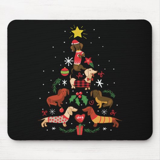 Funny Dachshund-kerstboom Muismat (Voorkant)