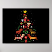 Funny Dachshund-kerstboom Poster (Voorkant)