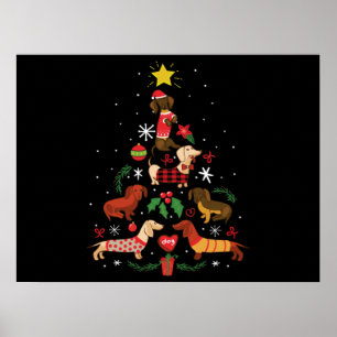 Funny Dachshund-kerstboom Poster