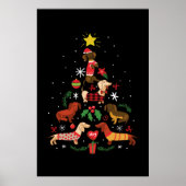 Funny Dachshund-kerstboom Poster (Voorkant)