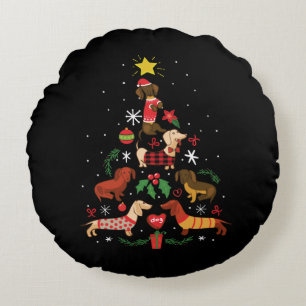 Funny Dachshund-kerstboom Rond Kussen