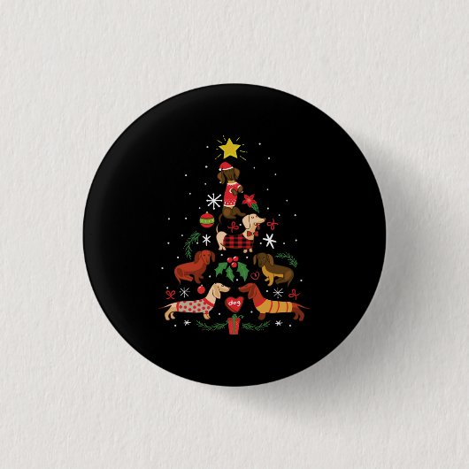 Funny Dachshund-kerstboom Ronde Button 3,2 Cm (Voorkant)