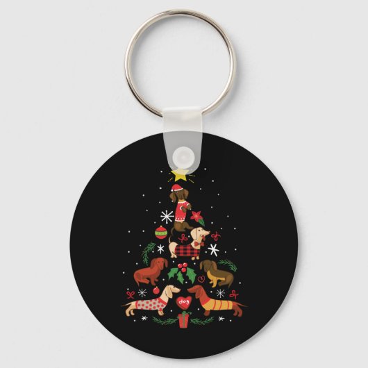 Funny Dachshund-kerstboom Sleutelhanger (Voorkant)