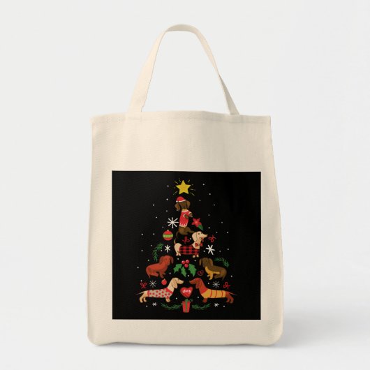 Funny Dachshund-kerstboom Tote Bag (Voorkant)