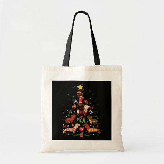 Funny Dachshund-kerstboom Tote Bag (Voorkant)