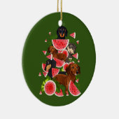 Funny Dachshund-kerstboom Watermelon Summer Keramisch Ornament (Rechts)