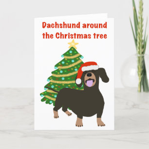 Funny dachshund kerstmis en vakantiekaart feestdagen kaart