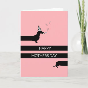 Funny Dachshund met feest pet Happy Mothers day Kaart