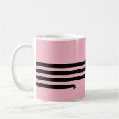 Funny dachshund mok zwart-roze (Links)