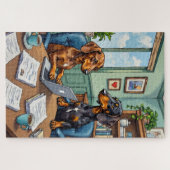 Funny Dachshund Office Life Dog Lover Art Legpuzzel (Horizontaal)
