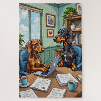 Funny Dachshund Office Life Dog Lover Art Legpuzzel