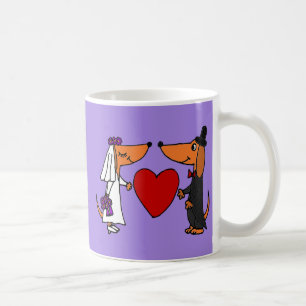 Funny Dachshund Puppy Dogs Bride en Groom Wedding Koffiemok