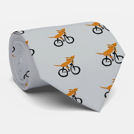 Funny Dachshund Riding Bicycle Stropdas (Opgerold)