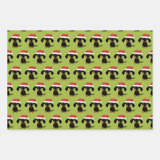 Funny Dachshund Santa Clause Cute Dog Kerstmis Inpakpapier Vel (Voorkant 3)