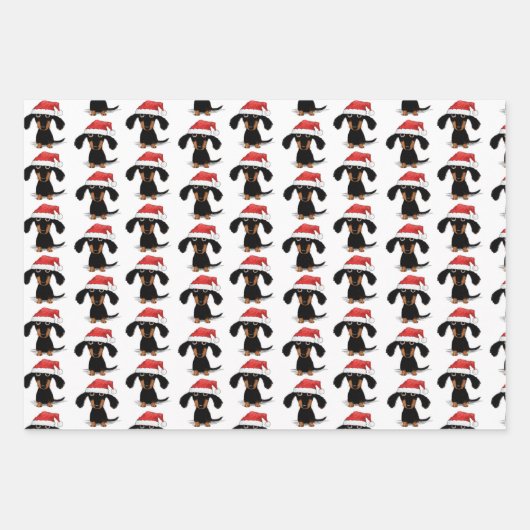 Funny Dachshund Santa Clause Cute Dog Kerstmis Inpakpapier Vel (Voorkant 2)