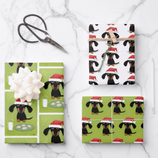 Funny Dachshund Santa Clause Cute Dog Kerstmis Inpakpapier Vel (Voorkant)