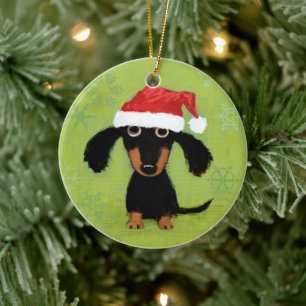 Funny Dachshund Santa Clause Wiener Dog Kerstmis Keramisch Ornament