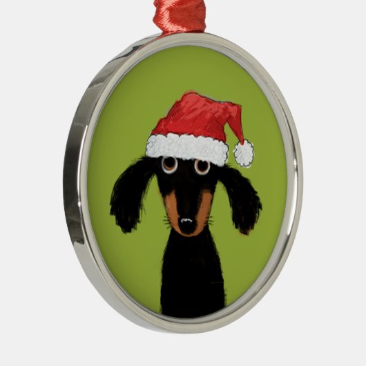 Funny Dachshund Santa Cute Wiener Dog Kerstmis Metalen Ornament (Rechts)