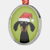 Funny Dachshund Santa Cute Wiener Dog Kerstmis Metalen Ornament (Links)