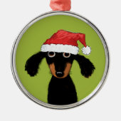 Funny Dachshund Santa Cute Wiener Dog Kerstmis Metalen Ornament (Voorkant)