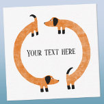 Funny Dachshund Sause Dog aangepaste tekst Notitiekaartje<br><div class="desc">Cute en grappige dachshund,  worsthonden of wiener-honden in eeuwige beweging. Pas door de tekst op de voor- en achterkant te wijzigen of te verwijderen aan.</div>