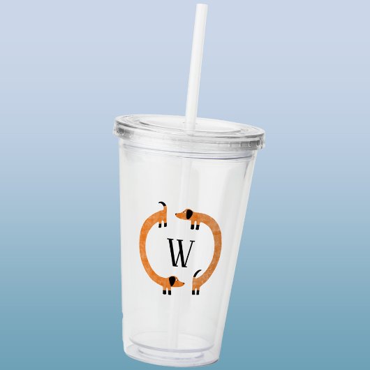 Funny Dachshund Sause Dog Monogram Acryl Drinkbeker