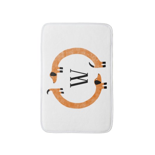Funny Dachshund Sause Dog Monogram Badmat (Voorkant Verticaal)