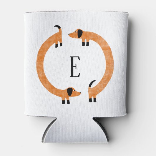 Funny Dachshund Sause Dog Monogram Blikjeskoeler (Voorkant)
