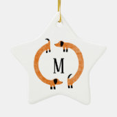 Funny Dachshund Sause Dog Monogram Ceramic Ornam Keramisch Ornament (Achterkant)
