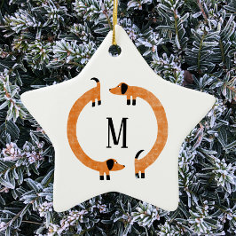 Funny Dachshund Sause Dog Monogram Ceramic Ornam Keramisch Ornament