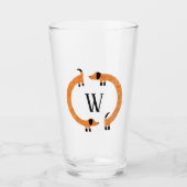 Funny Dachshund Sause Dog Monogram Glas (Voorkant)