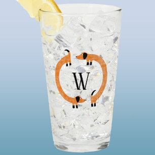 Funny Dachshund Sause Dog Monogram Glas