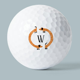 Funny Dachshund Sause Dog Monogram Golfballen