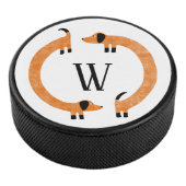 Funny Dachshund Sause Dog Monogram Hockey Puck (3/4)