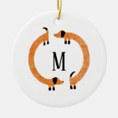 Funny Dachshund Sause Dog Monogram Keramisch Ornament (Voorkant)