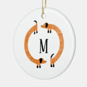 Funny Dachshund Sause Dog Monogram Keramisch Ornament (Links)
